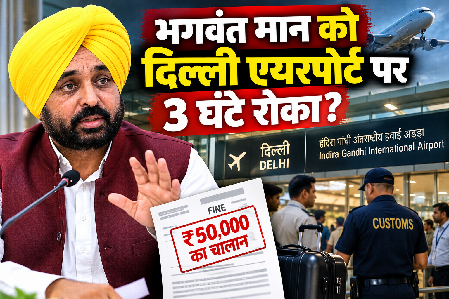 भगवंत मान को दिल्ली एयरपोर्ट पर 3 घंटे रोका, ₹50 हजार का चालान? AAP ने केंद्र पर लगाए आरोप