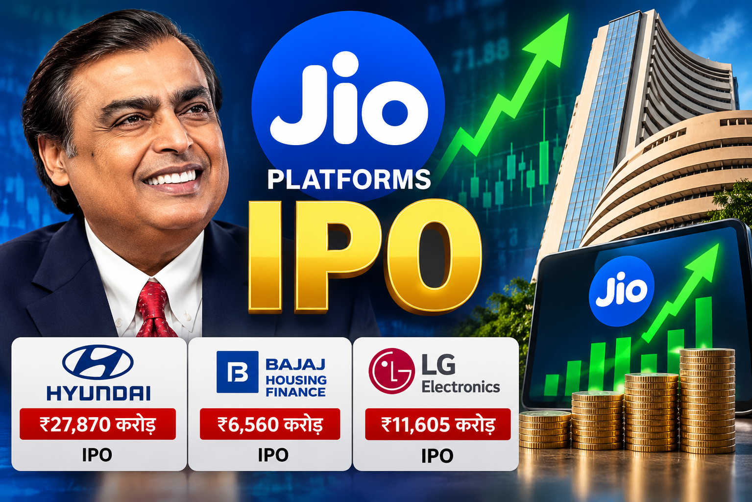 Jio Platforms IPO: खुलते ही मचा धमाल, 35 मिनट में पूरा सब्सक्राइब हुआ ₹30,213 करोड़ का इश्यू; Hyundai और Bajaj को पीछे छोड़ा Jio Platforms IPO: खुलते ही मचा धमाल, 35 मिनट में पूरा सब्सक्राइब हुआ ₹30,213 करोड़ का इश्यू; Hyundai और Bajaj को पीछे छोड़ा