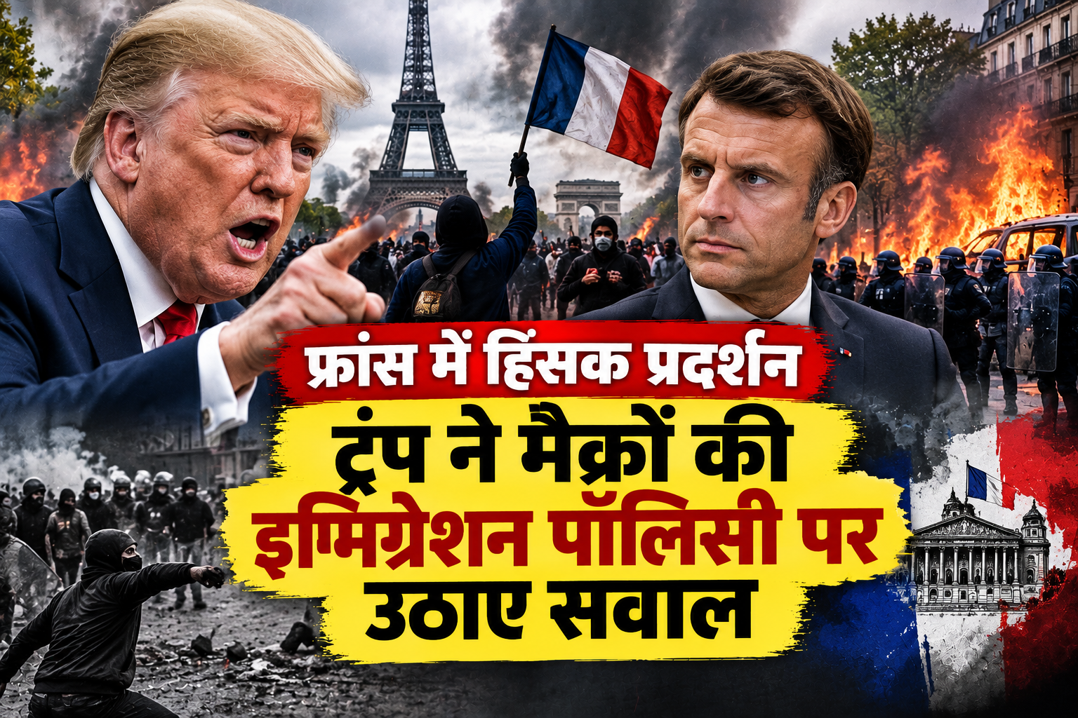 France Protest: फ्रांस में हिंसा पर ट्रंप ने मैक्रों को घेरा, इमिग्रेशन पॉलिसी पर उठाए सवाल